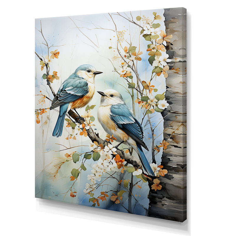 «Birds On Amercian Basswood Tree Bird», art sur toile, arbres, Toile tendue, H 32 po x l 16 po x P 1 po