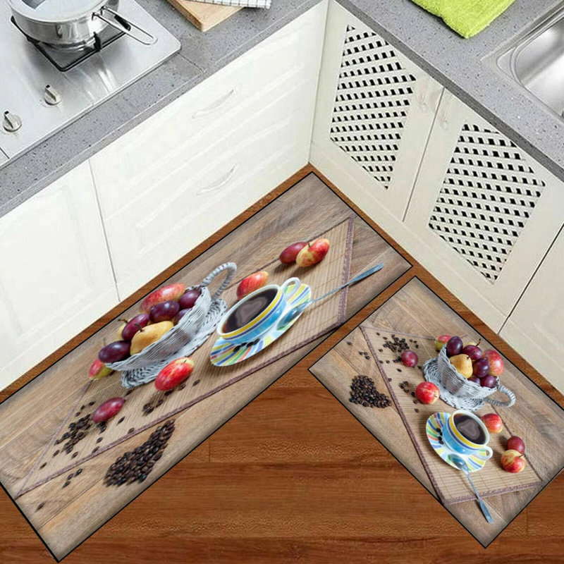 3D Fruit Kitchen Mat – Washable Non-Slip Runner Rug – Door Mat with Rubber Backing – Polypropylene, 50cm W x 150cm L