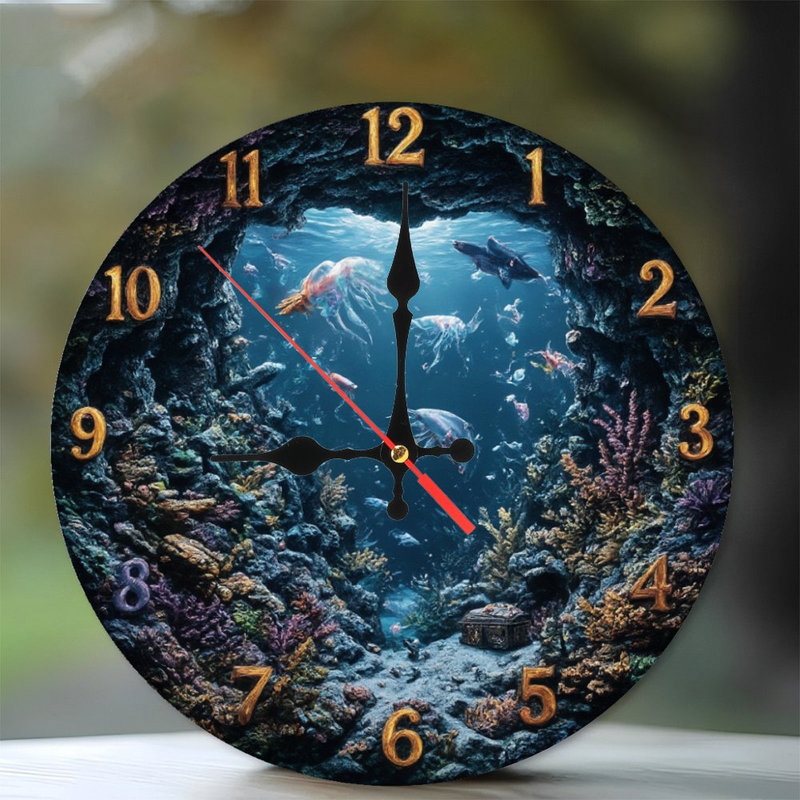 Horloge, chiffres, méduse sous-marine