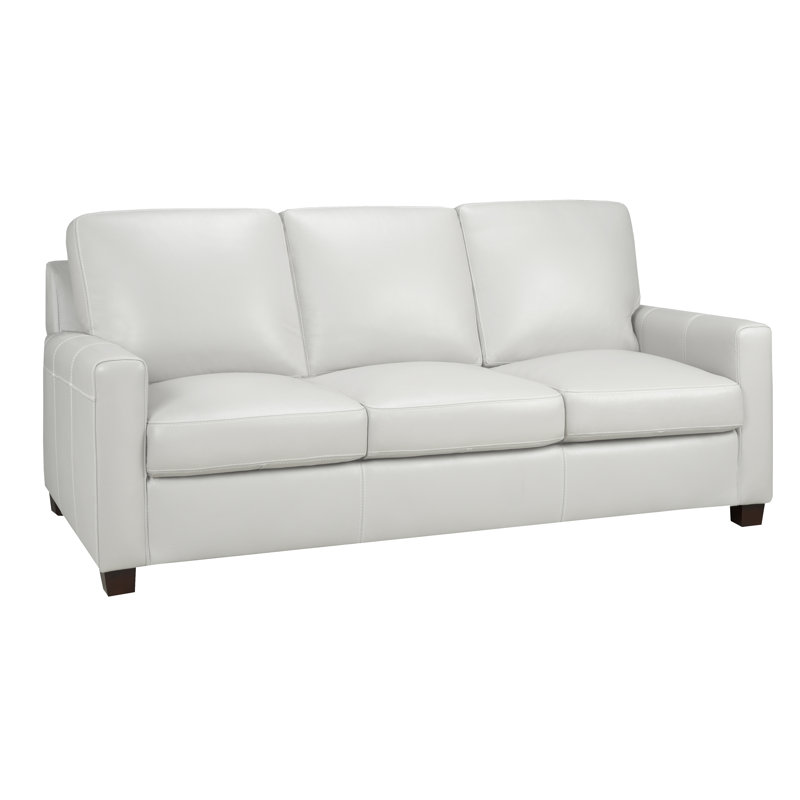 Canapé Anum, Cuir gris argenté, H 36 po x l 76 po x P 37 po