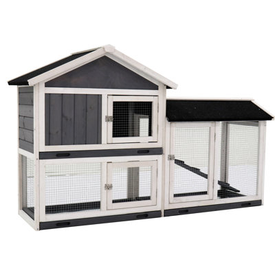 Cage intérieure compatible avec les espaces extérieurs, plateau anti-fuites plus profond pour animal de compagnie, panneau, grillage inférieur amovible, double grand espace, trois plateaux, portes pour l'entrée et la sortie, toit en asphalte imperméable, 80