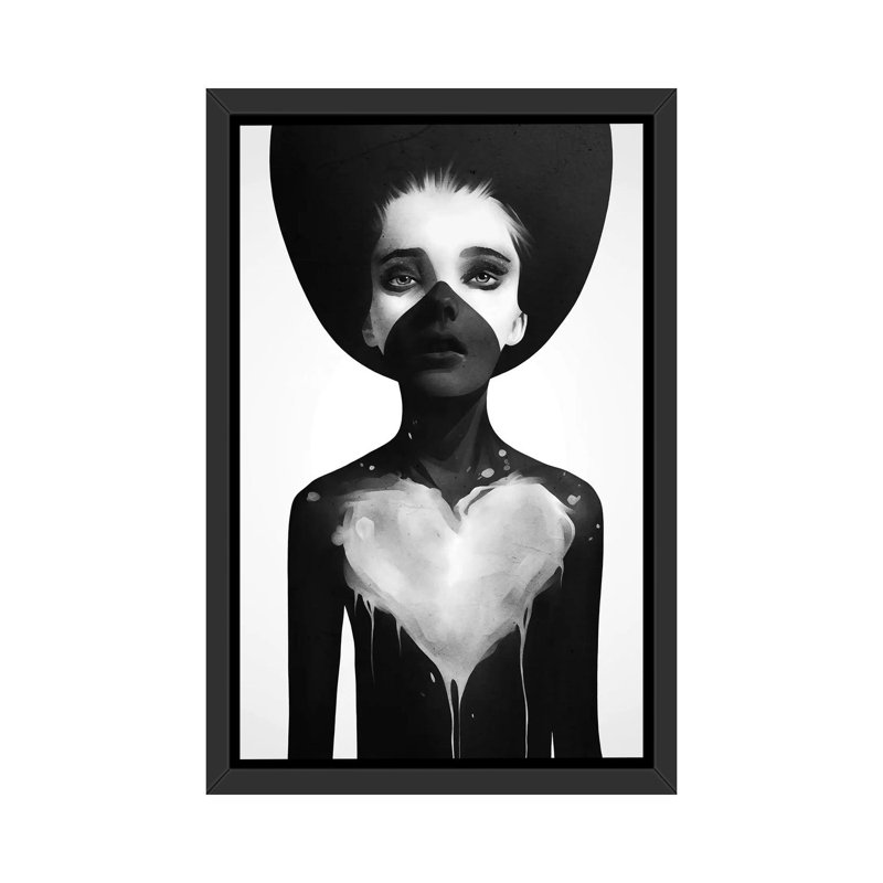 «Hold On» par Ruben Ireland - impression d'art graphique, H 60 po x l 40po x P 1,5 po, Toile avec cadre noir
