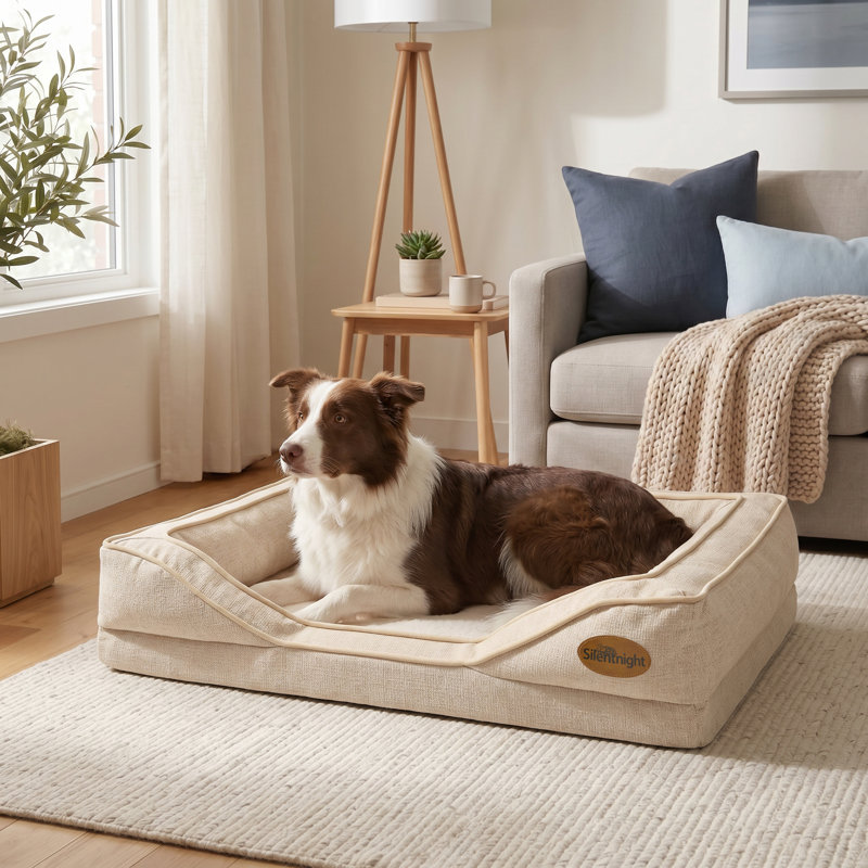 Silentnight Orthopaedic Luxury Pet Bed, 18cm H x 80cm W x 59cm D, Beige