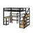Full Size Metal Loft Bed With Staircase,Desk And Shelves