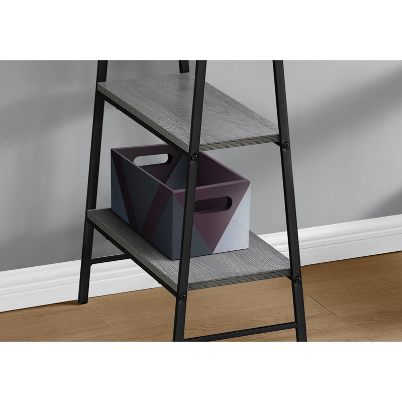 Agni Grey Finish 4-Shelves Computer Desk with Black Metal Legs, 29.81" H X 47.13" W X 23.63" D, Grey