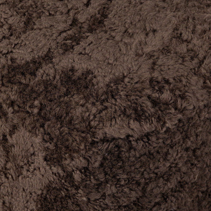 Bilbury Oval Ottoman-Taupe Shearling, Burnt Oak, Cocoa Shearling