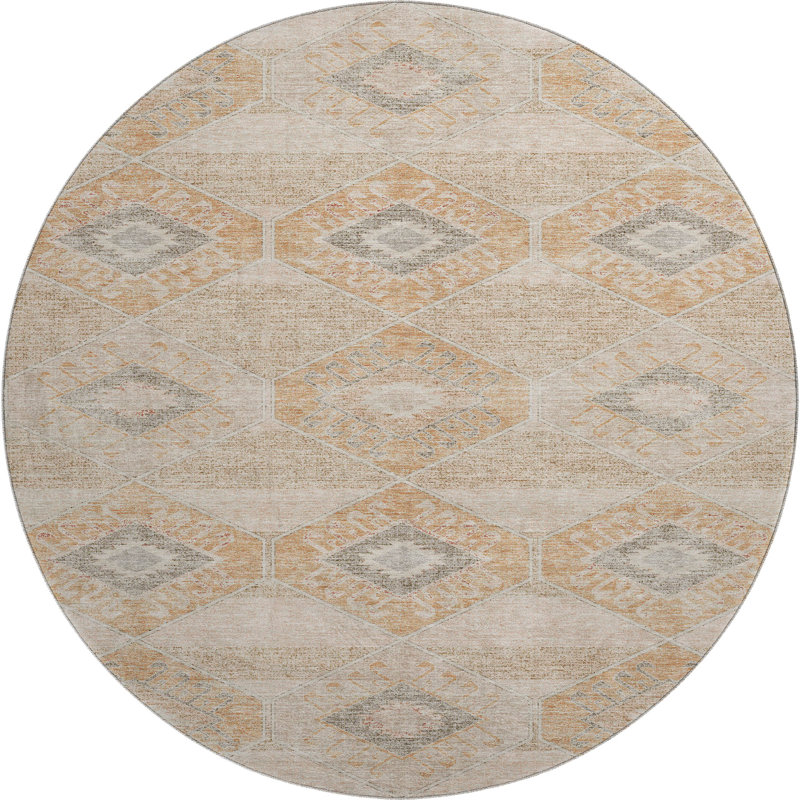 Premium Machine Washable Xamiera AMF1857 Aztec Rug, Round 8'