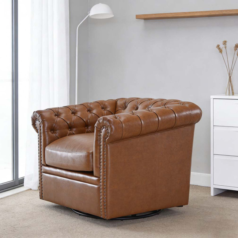 Fauteuil club pivotant Chesterfield, Cognac