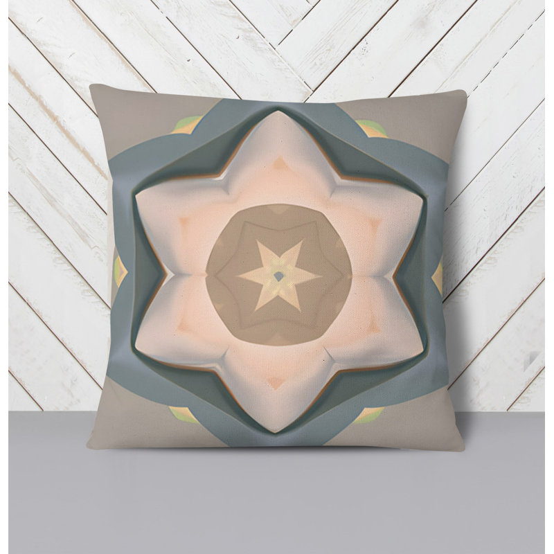 Throw Pillow With Insert, 16"H x 16"W, Blue/Pink Abstract 1