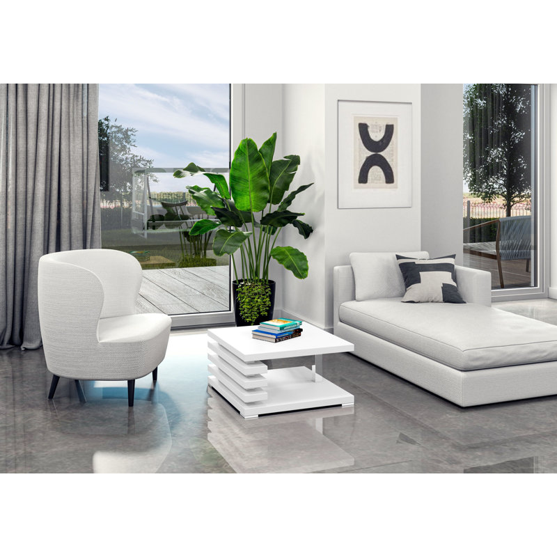 Coffee Table Johnstown in Geometric Design, White