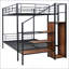 Lit superposé double en métal avec échelle de rangement latérale et garde-robe