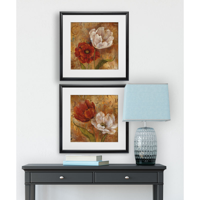 «Flower Duet», ensemble de 2 reproductions encadrées, Cadre noir