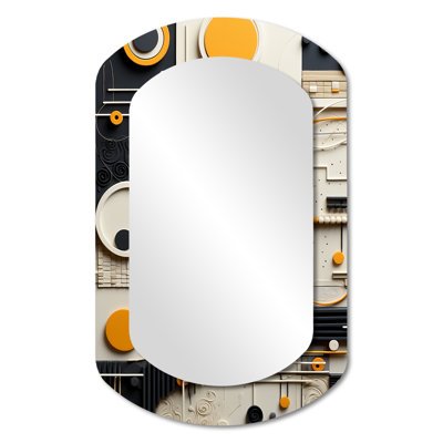 Sweet Simplicity Collage - Geometric Asymmetrical Wall Mirror, Modern Cylinder Decorative Mirror, Printed Metal Art