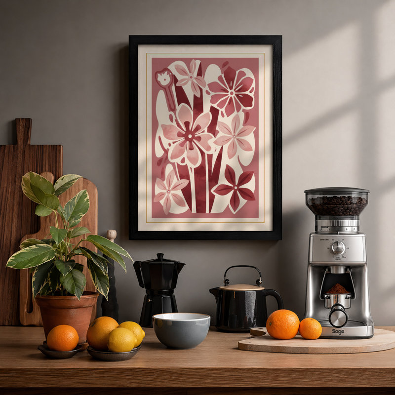 Blooms In Rose Botanical - Print, Black, A4 - 29.7 x 21.0 cm