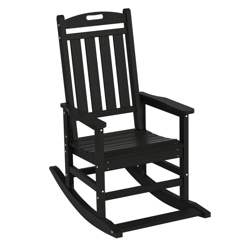 Chaises berçantes d'extérieur en PEHD pour patio, Noir, noir, noir, noir