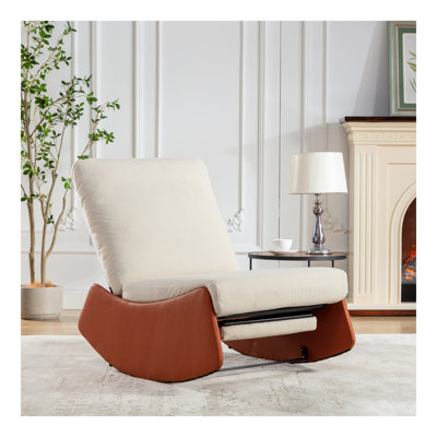 Fauteuil inclinable moderne, chaise berçante confortable avec repose-pieds, fauteuil de lecture d'appoint, chaise longue rembourrée pour se détendre, se reposer, chaise berçante rembourrée pour le salon, orange