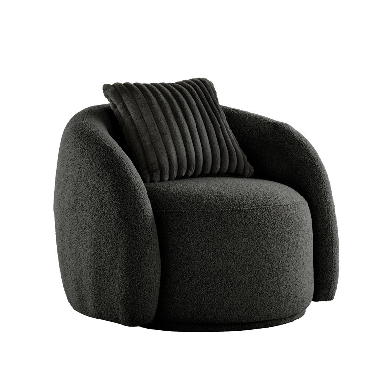 Chaise d'appoint Doniphan Modern Boucle, Tissu noir