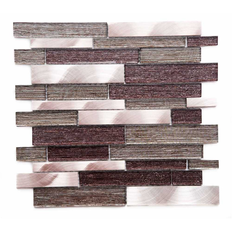 Cosmos Brick Glass Mosaic Tile, Bronze