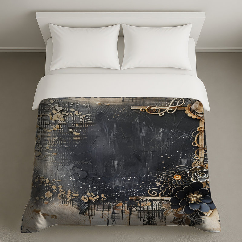 Floral Bedding Abstract Duvet Cover Gothic, King Duvet Cover, Black Abstract/Geometric