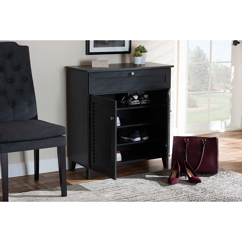 Shoe Storage Cabinet, 33.38" H x 30.75" W x 14.7" D, Dark Brown