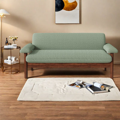 Canapé confortable à 2 places vert, causeuse moderne en polyester pour petits espaces
