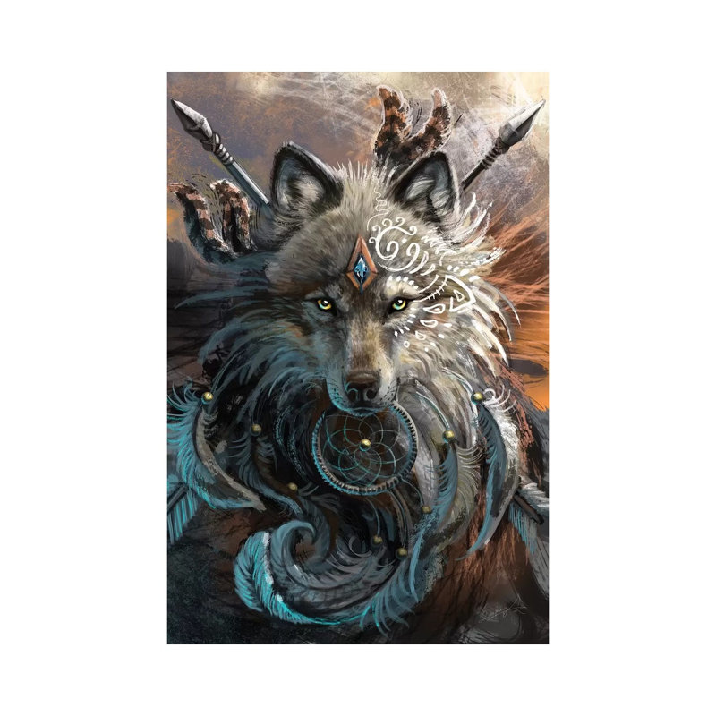 Wolf Warrior by Sunima - Print on Canvas, 20.32 cm H x 30.48 cm W, Wrapped Canvas