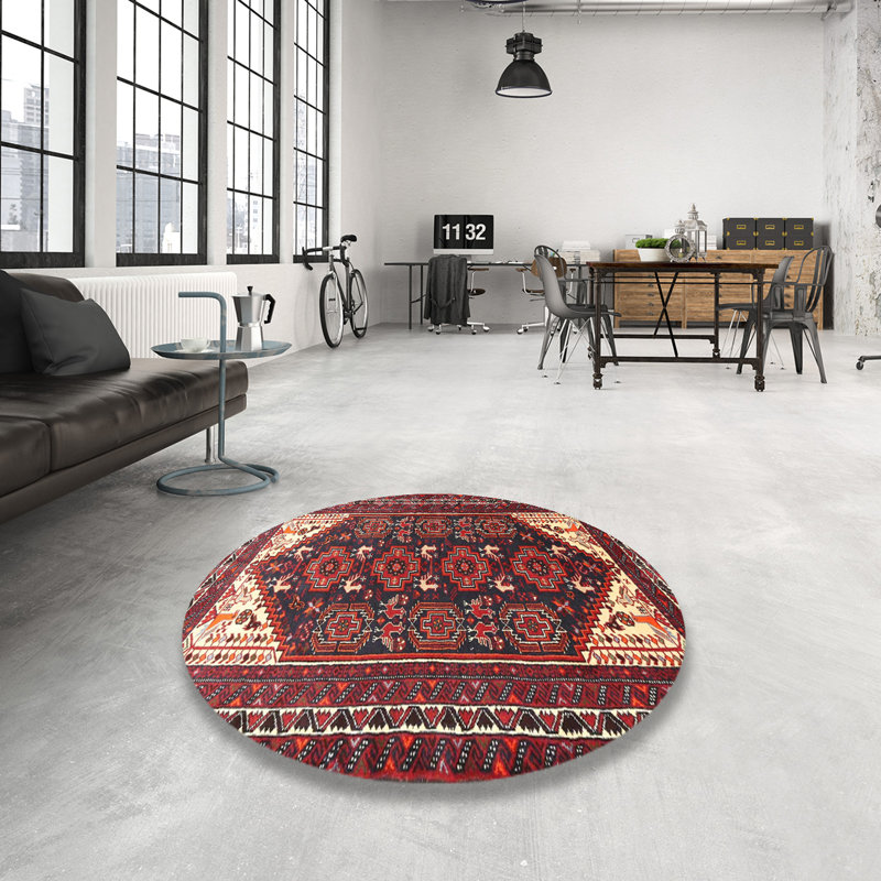Tapis traditionnel rouge / beige Rudi, Rond 4 pi