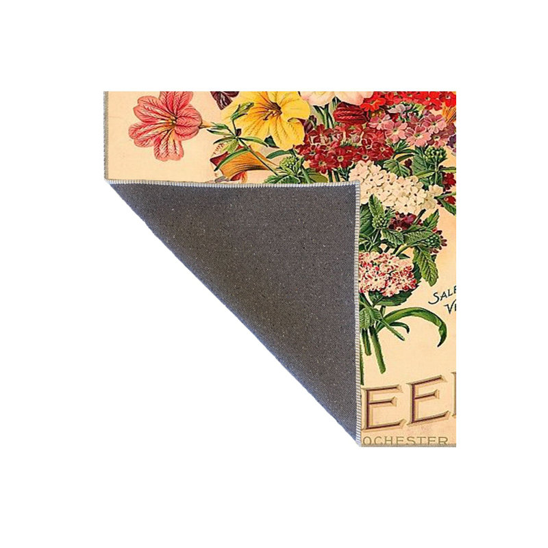 Text Motif and Flower Bouquet Modern Decorative Washable Rug, Rectangle 4'7" x 6'7" Rug Pad Included