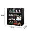 Armoire à chaussures noire avec 4 couches, porte en verre, DEL, contrôle, 28,7 po Profondeur de l'emballage pour le salon moderne à 4 couches et superpositions, couches mobiles