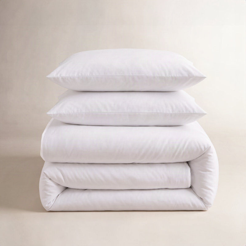 Parker 300 TC Modern & Contemporary Duvet Cover Set, Queen Duvet Cover + 2 Standard Shams, White, Percale