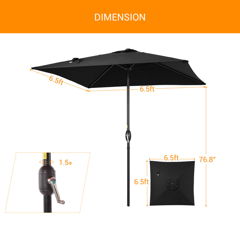 Parasol carré de 78 po Rovner, Noir