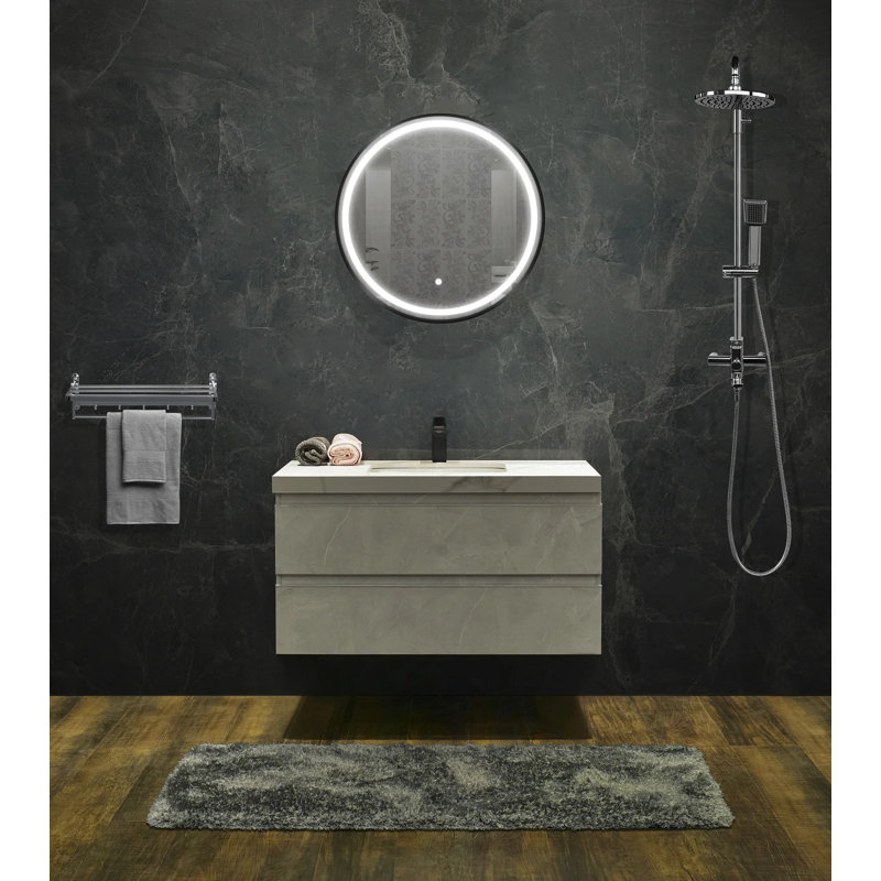 Sabeeka Metal Rectangle Wall Mirror, Black