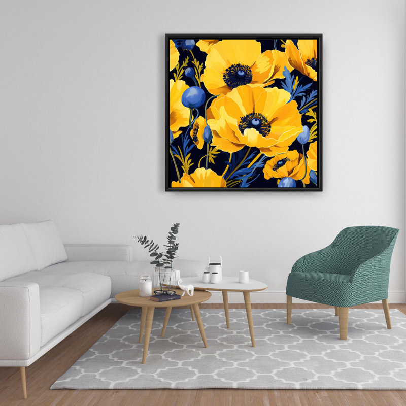 Yellow And Blue Print On Canvas