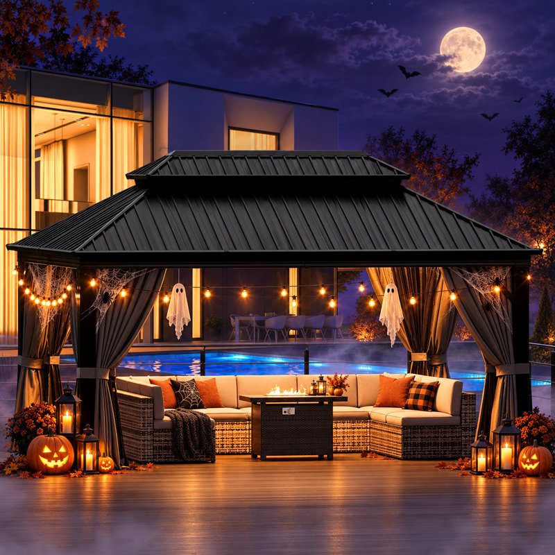 Aluminum Patio Gazebo with Double Roof, 16 ft x 12 ft