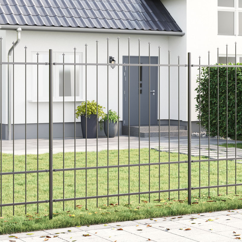 Clôture de jardin vidaXL 4 pièces grise 66,93 x 84,65 po en acier thermolaqué