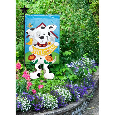 Drapeau de jardin en polyester 24 po x 13 po Dog Welcome