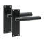 Golden Grace 4 Pair Victorian T-Bar Linear Design Door Handle Matt Black Finish with Spindle and Screws - 150 x 40mm