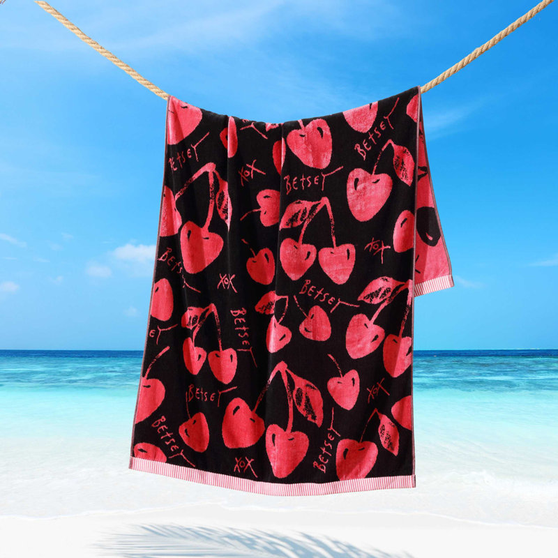 Betsey Johnson Cherry Love Pink Beach Towel, Cherry Love Pink