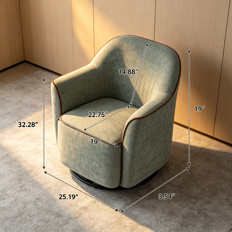 Fauteuil demi-tonneau en chenille, Green Chenille