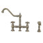 Whitehaus Bridge Faucet with Long Traditional Swivel Spout Cross Handles and Solid Side Spray