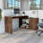 Modern L-Shaped Computer Desk With Open & Closed Storage -Dark Brown-1562253822