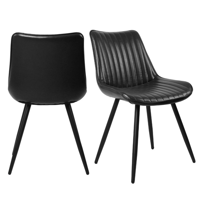 Faux Leather Dining Chairs For Living Room And Kitchen, Black