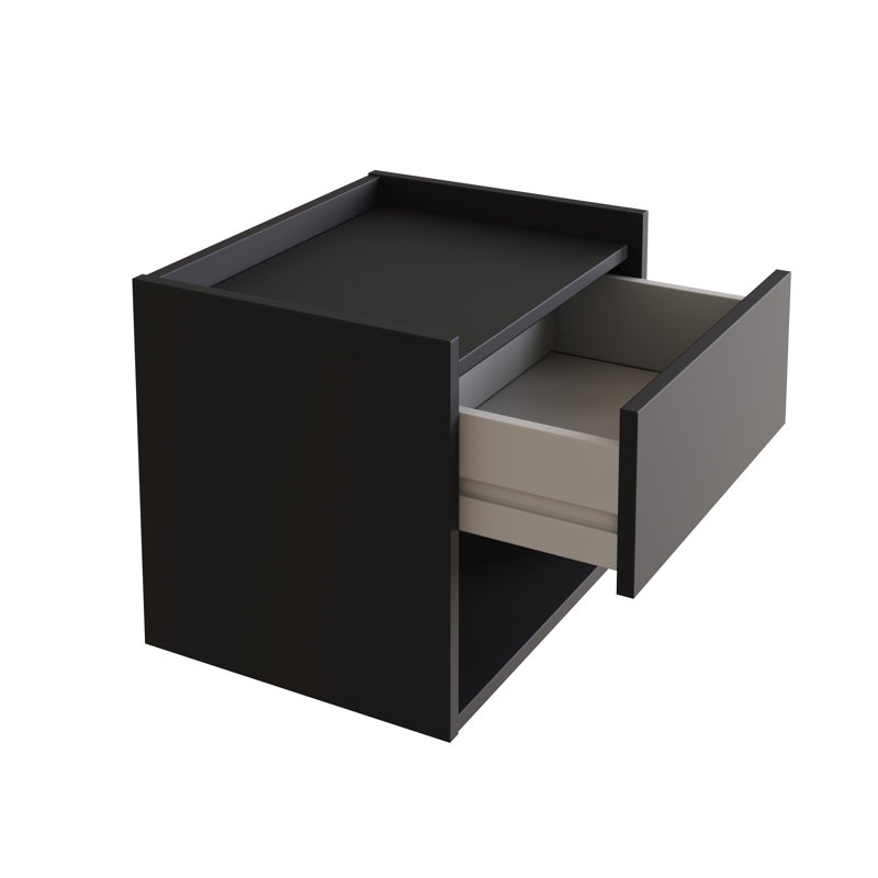 Beare 43cm W Particle Board / Chipboard Bedside Table, Anthracite