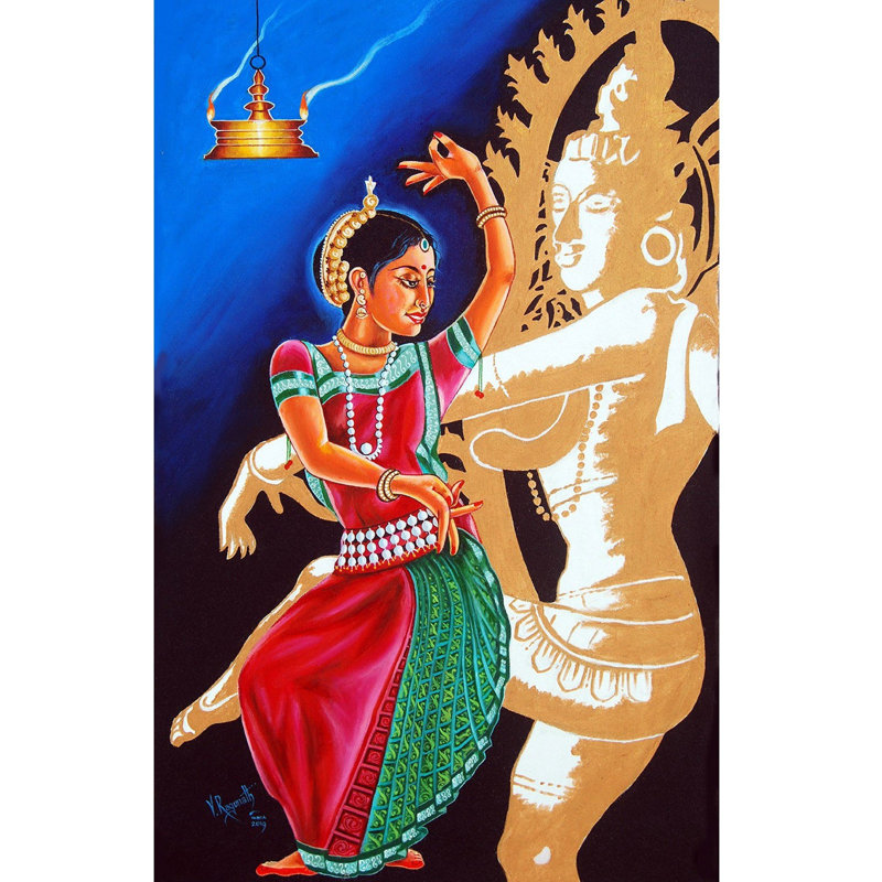 Odissi - La danse du plaisir | Huile sur toile | Par V. Ragunath
