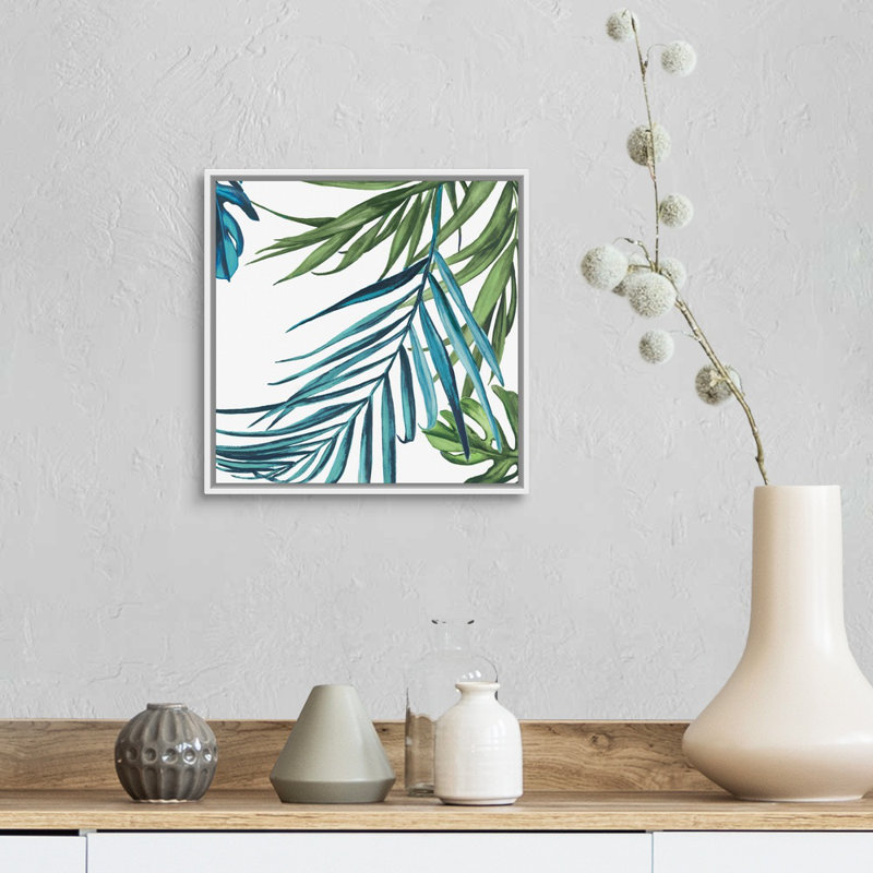 Reproduction d’art sur toile, "Palm Leaves III" par Eva watts, Cadre blanc, H 14 po x l 14 po x P 1,75 po