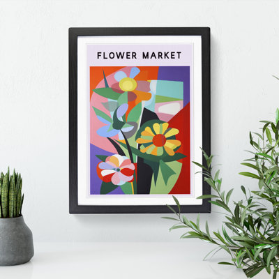 Painted Flower Market Exhibition - Single Picture Frame Print on Wood