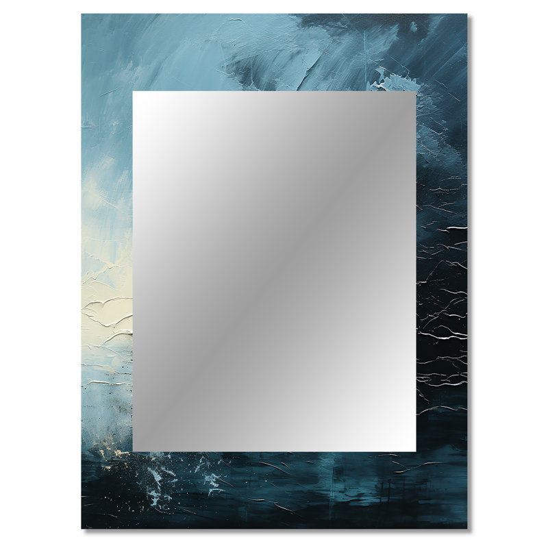 Minimalism Black And Blue Hurricane - Storms Decorative Mirror, Traditional Wall Mirror, Printed Metal Art, 40" x 30"