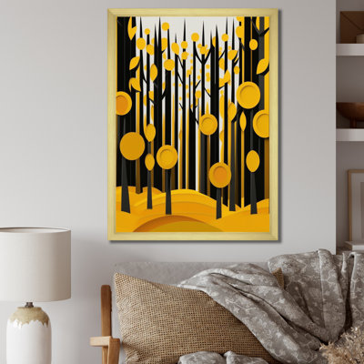«Abstract Yellow Forest Quill Minimalisme», reproduction sur toile