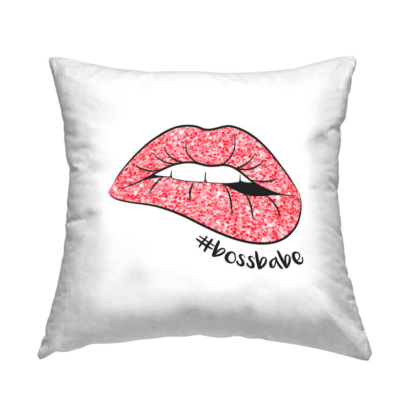 Coussin Stupell Industries Boss Babe Hashtag Glam Lips
