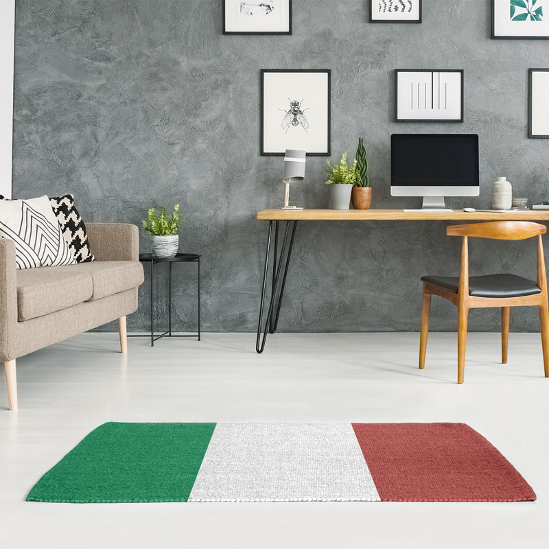 Tapis à rayures vert/doré, Rectangle 7 pi x 5 pi